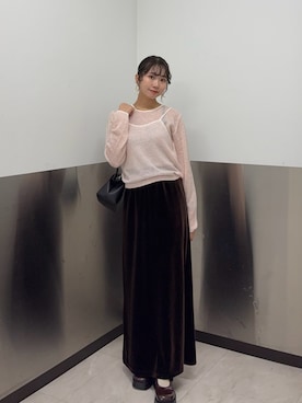 「KBF（ケイビーエフ）のアイテム（イヤリング）」を使った、みおさん（レディース・157cm）の秋コーディネート