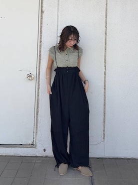「サマーニット」｜「アイテム（サロペット/オーバーオール）」を使った、みおさん（レディース・157cm）の夏コーディネート