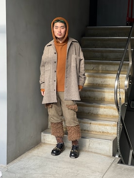 「Toironier（トワロニエ）のアイテム」を使った、小林優翔さん（メンズ・177cm）の冬コーディネート