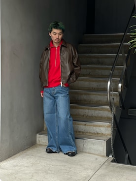 「Toironier（トワロニエ）のアイテム」を使った、小林優翔さん（メンズ・177cm）の冬コーディネート