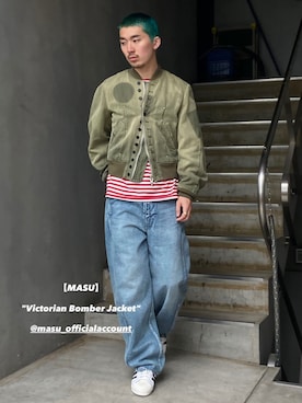「Toironier（トワロニエ）のToironier/トワロニエ/Draping Denim Trousers（デニムパンツ、その他）」を使った、小林優翔さん（メンズ・177cm）の春コーディネート