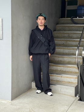 「MASU（エムエーエスユー）のPUMA×MASU/プーマ×エムエーエスユー/H-STREET BOYS NOTE（スニーカー、ホワイト系）」を使った、小林優翔さん（メンズ・177cm）の春コーディネート