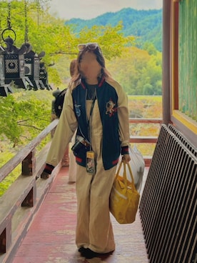 「アイテム（スカジャン）」を使った、れもな🍋さん（レディース・155cm）の秋コーディネート