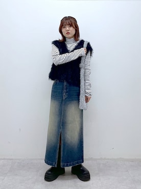 「PBLIM（ページボーイリム）のアイテム（スカート）」を使った、ayaさん（レディース・152cm）の秋コーディネート