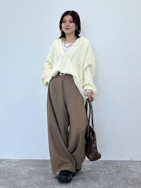 「アイテム（ボストンバッグ、ブラウン系）」を使った、ayaさん（レディース・152cm）の冬コーディネート