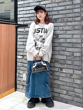 「PAGEBOY（ページボーイ）のレトロボストンBAG（ショルダーバッグ）」を使った、ayaさん（レディース・152cm）の秋コーディネート