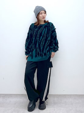 「PAGEBOY（ページボーイ）のニットビーニー（ニットキャップ/ビーニー）」を使った、ayaさん（レディース・152cm）の秋コーディネート
