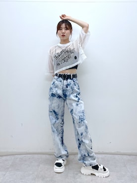 「PAGEBOY（ページボーイ）のリングベルト（ベルト）」を使った、ayaさん（レディース・152cm）の夏コーディネート