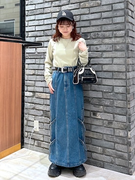 「PBLIM（ページボーイリム）のPBLIM/ロゴシシュウリブプルオーバー（Tシャツ/カットソー）」を使った、ayaさん（レディース・152cm）の秋コーディネート