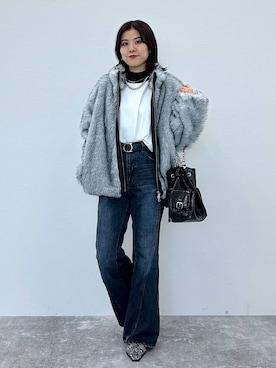 「PAGEBOY（ページボーイ）のリバーシブルリングベルト（ベルト）」を使った、ayaさん（レディース・152cm）の秋コーディネート