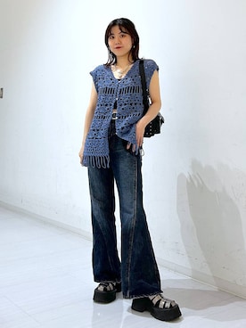 「PAGEBOY（ページボーイ）のリバーシブルリングベルト（ベルト）」を使った、ayaさん（レディース・152cm）の夏コーディネート