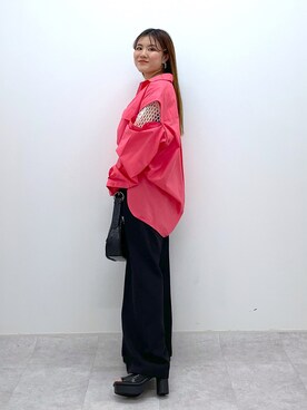 「PAGEBOY（ページボーイ）のパッチワークメッシュプルオーバー（ニット/セーター）」を使った、ayaさん（レディース・151cm）の春コーディネート