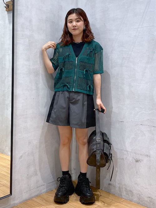 12345 メッシュカーディガン　メッシュトップス　ショートパンツ PAGEBOY カーディガン ZIPメッシュカーディガン レディース