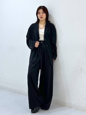 「アイテム（ジャケット/アウター、ブラック系）」を使った、ayaさん（レディース・152cm）の夏コーディネート