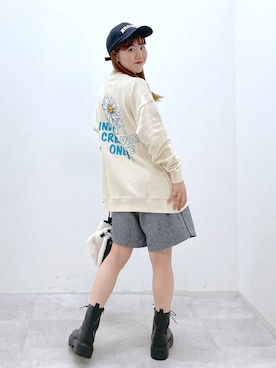 「PBLIM（ページボーイリム）のアイテム（ブーツ）」を使った、ayaさん（レディース・152cm）の秋コーディネート