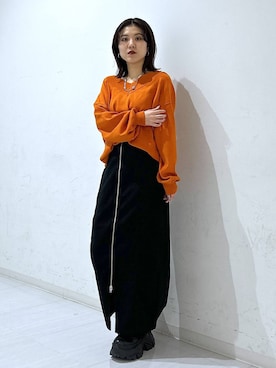 「PAGEBOY（ページボーイ）の【選べる着丈/前後2WAY/マシンウォッシャブル】マルチWAYネックプルオーバー/ニット（ニット/セーター）」を使った、ayaさん（レディース・152cm）の秋コーディネート