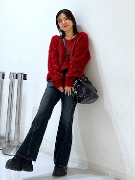 「アイテム（ネックレス、ブラック系）」を使った、ayaさん（レディース・152cm）の秋コーディネート