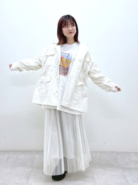「春服デビュー宣言」｜「アイテム（ミリタリージャケット）」を使った、ayaさん（レディース・152cm）の春コーディネート