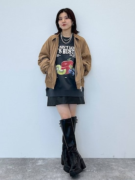 「アイテム（ブルゾン）」を使った、ayaさん（レディース・152cm・20代）の秋コーディネート