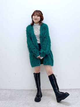 「PAGEBOY（ページボーイ）のモンスターフェザーカーディガン（カーディガン/ボレロ）」を使った、ayaさん（レディース・152cm）の秋コーディネート