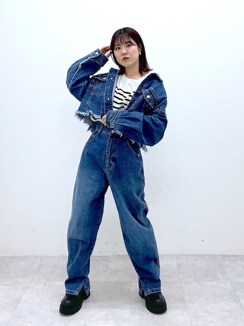 PAGEBOY長崎アミュプラザ店ayaさんのデニムパンツ「トールワークデニム / セットアップ対応(PAGEBOY|ページボーイ)」を使ったコーディネート