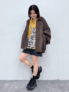 「PBLIM（ページボーイリム）の《UNISEX》ソフトスウェードブルゾン（ブルゾン）」を使った、ayaさん（レディース・152cm）の秋コーディネート