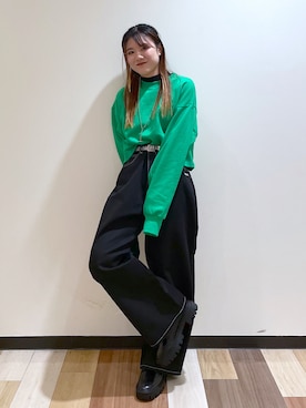 「PBLIM（ページボーイリム）のPAGEBOYLIM/カツラギスケーターパンツ（その他パンツ）」を使った、ayaさん（レディース・151cm）の冬コーディネート