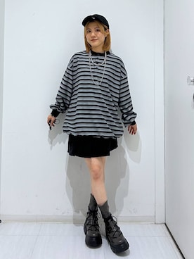 「PAGEBOY（ページボーイ）のレースアップトラックブーツ【ストレッチ/抗菌防臭/軽量/美脚】（ブーツ、グレー系）」を使った、ayaさん（レディース・152cm）の秋コーディネート