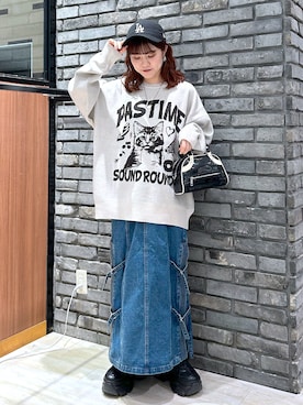 「PAGEBOY（ページボーイ）のレトロボストンBAG（ショルダーバッグ）」を使った、ayaさん（レディース・152cm）の秋コーディネート