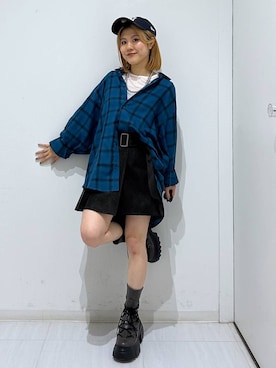 「PAGEBOY（ページボーイ）のレースアップトラックブーツ【ストレッチ/抗菌防臭/軽量/美脚】（ブーツ、グレー系）」を使った、ayaさん（レディース・152cm）の秋コーディネート