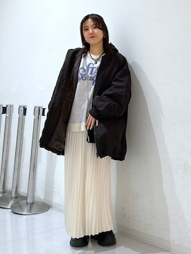 「PAGEBOY（ページボーイ）のモンスターパーカーコート【フード取り外し可能・軽量】（ブルゾン）」を使った、ayaさん（レディース・152cm）の冬コーディネート