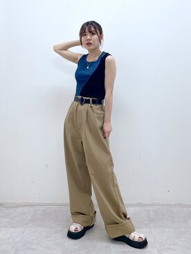「PAGEBOY（ページボーイ）のリングベルト（ベルト）」を使った、ayaさん（レディース・152cm）の夏コーディネート