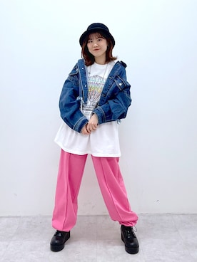 「いまどきジャケット写真」｜「アイテム（スウェットパンツ）」を使った、ayaさん（レディース・152cm）の春コーディネート
