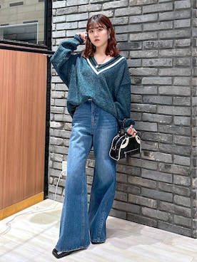 「PAGEBOY（ページボーイ）のレトロボストンBAG（ショルダーバッグ）」を使った、ayaさん（レディース・152cm）の秋コーディネート