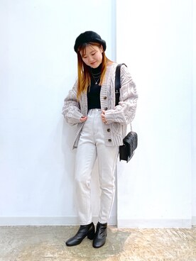 「ケーブルカーディガン」｜「アイテム（ブーツ）」を使った、ayaさん（レディース・151cm）の秋コーディネート