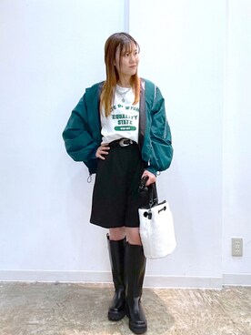「ショート丈トップス」｜「アイテム（MA-1）」を使った、ayaさん（レディース・151cm）の秋コーディネート