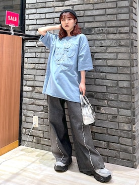 「PAGEBOY（ページボーイ）のレトロボストンBAG（ショルダーバッグ）」を使った、ayaさん（レディース・152cm）の秋コーディネート