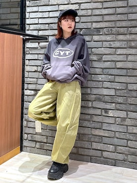 「春カラー」｜「アイテム（パーカー）」を使った、ayaさん（レディース・152cm）の春コーディネート