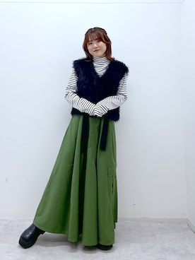 「重ね着ベストシーズン」｜「アイテム（ジャンパースカート）」を使った、ayaさん（レディース・152cm）の秋コーディネート