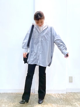 「PAGEBOY（ページボーイ）のラインスリーブシアータートル（Tシャツ/カットソー）」を使った、ayaさん（レディース・151cm）の秋コーディネート