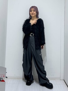 「PAGEBOY（ページボーイ）のZIPタックカーゴパンツ【裾ドローコード付き】（カーゴパンツ、グレー系）」を使った、ayaさん（レディース・152cm）の秋コーディネート