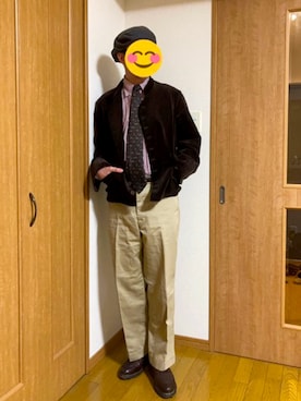 「古着コーデ」｜「アイテム（ノーカラージャケット）」を使った、VA9Nさん（メンズ・173cm）の春コーディネート
