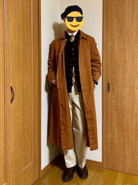 「古着コーデ」｜「アイテム（ノーカラージャケット）」を使った、VA9Nさん（メンズ・173cm）の冬コーディネート