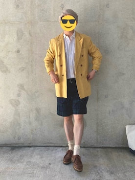 「アイテム（ジャケット/アウター、イエロー系）」を使った、VA9Nさん（メンズ・173cm）の夏コーディネート