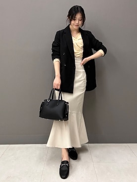 「綺麗めコーデ」｜「アイテム（ジャケット/アウター）」を使った、おみさん（レディース・157cm）の春コーディネート