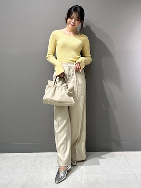 「綺麗めコーデ」｜「アイテム（スラックス）」を使った、おみさん（レディース・157cm）の春コーディネート