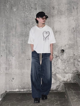 GRANCY】Damage HeartEmbroidery Halfsleeve Tee / ダメージ
