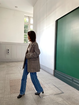 「アイテム（チェスターコート）」を使った、YUKKOさん（レディース・163cm）の冬コーディネート
