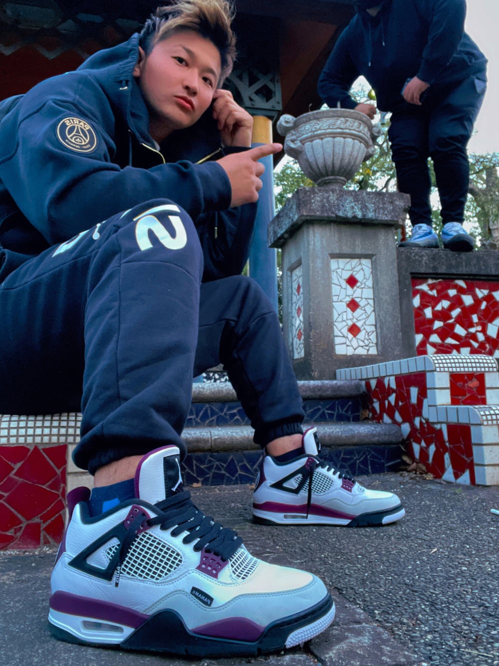 「パーカー、スウェット、Paris Saint-Germain、Jordan、AIR JORDAN、セットアップ、ダル着、バックパック、jordan4、いいね、save、フォローお願いします🤑」｜「んまへのアイテム（寝具、ブラック系）」を使った、okapi1さん（メンズ・170cm）の秋コーディネートの1枚目の写真