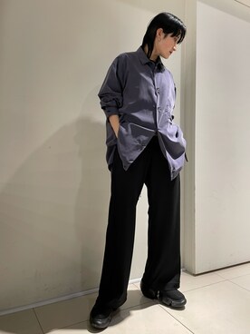 「ROBES&CONFECTIONS（ローブスコンフェクションズ）のアイテム（シャツ/ブラウス、パープル系）」を使った、yumekaさん（レディース・160cm）の春コーディネート